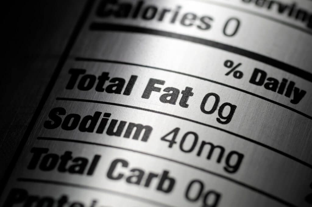Close up photo of food nutritional label